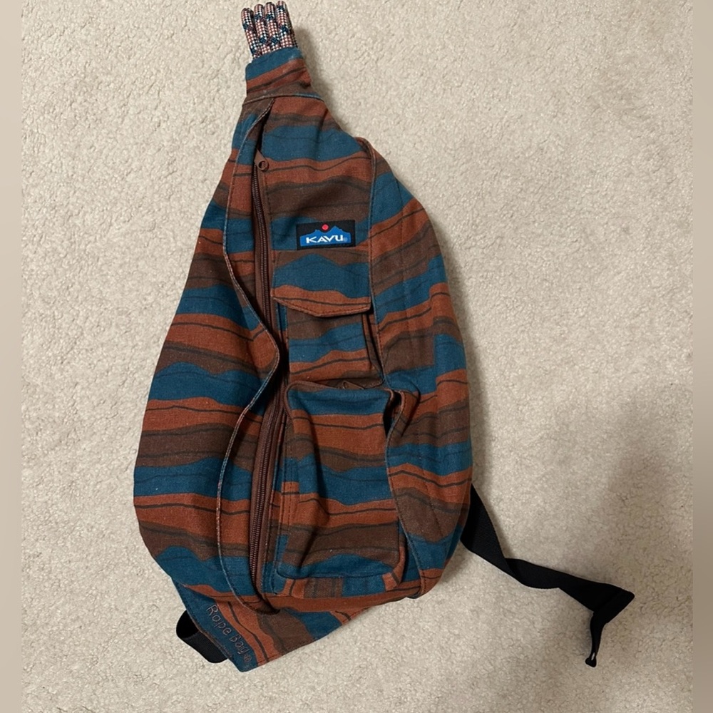 KAVU Brown and Blue Sling Bag